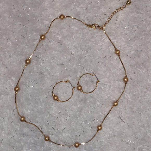 Vintage Monet Gold Tone Boxchain Ball Necklace &  Earring Set - Picture 4 of 9